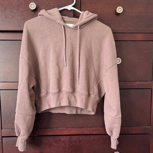 A&F Brown Sunday Essential Crop Hoodie XS soft AF